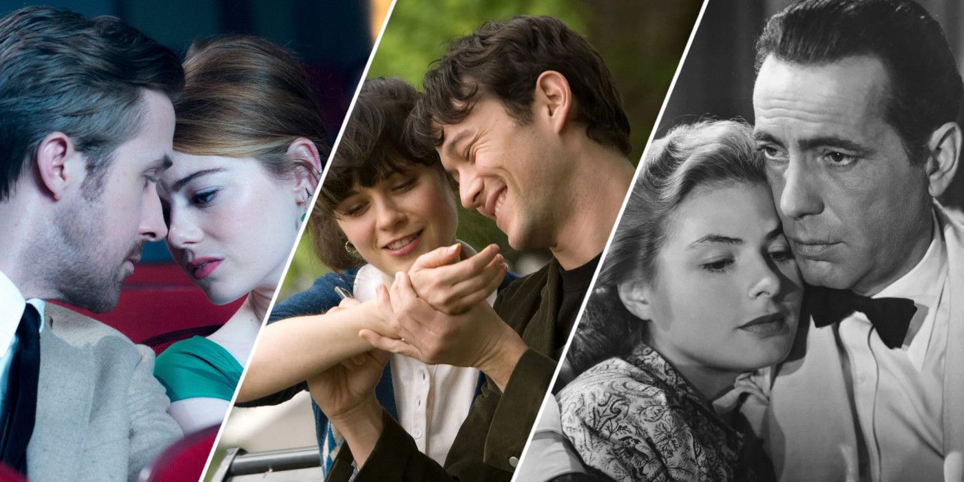 Couples from La La Land, 500 Days of Summer, and Casablanca
