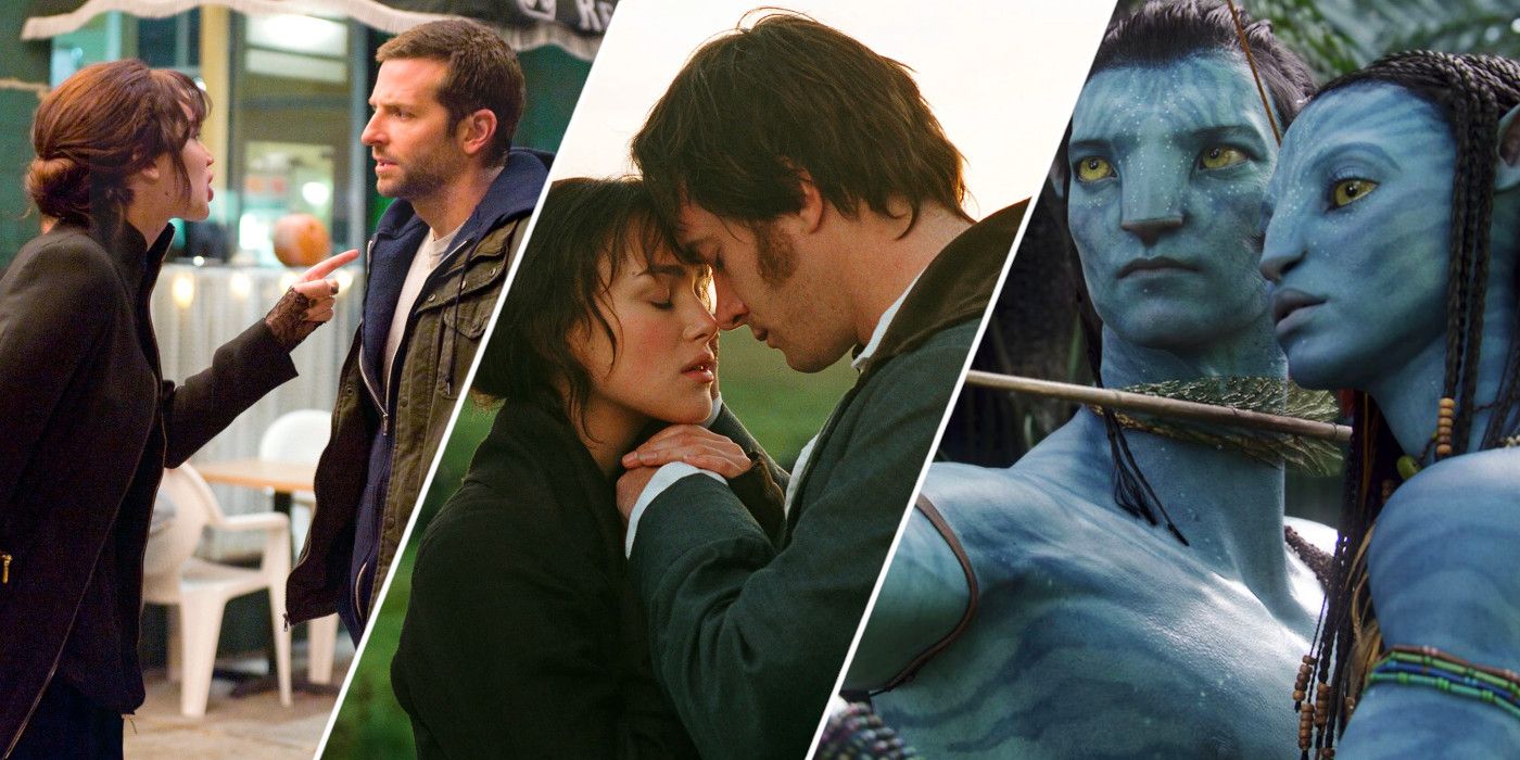 Couples from Silver Linings Playbook, Pride and Prejudice, and Avatar