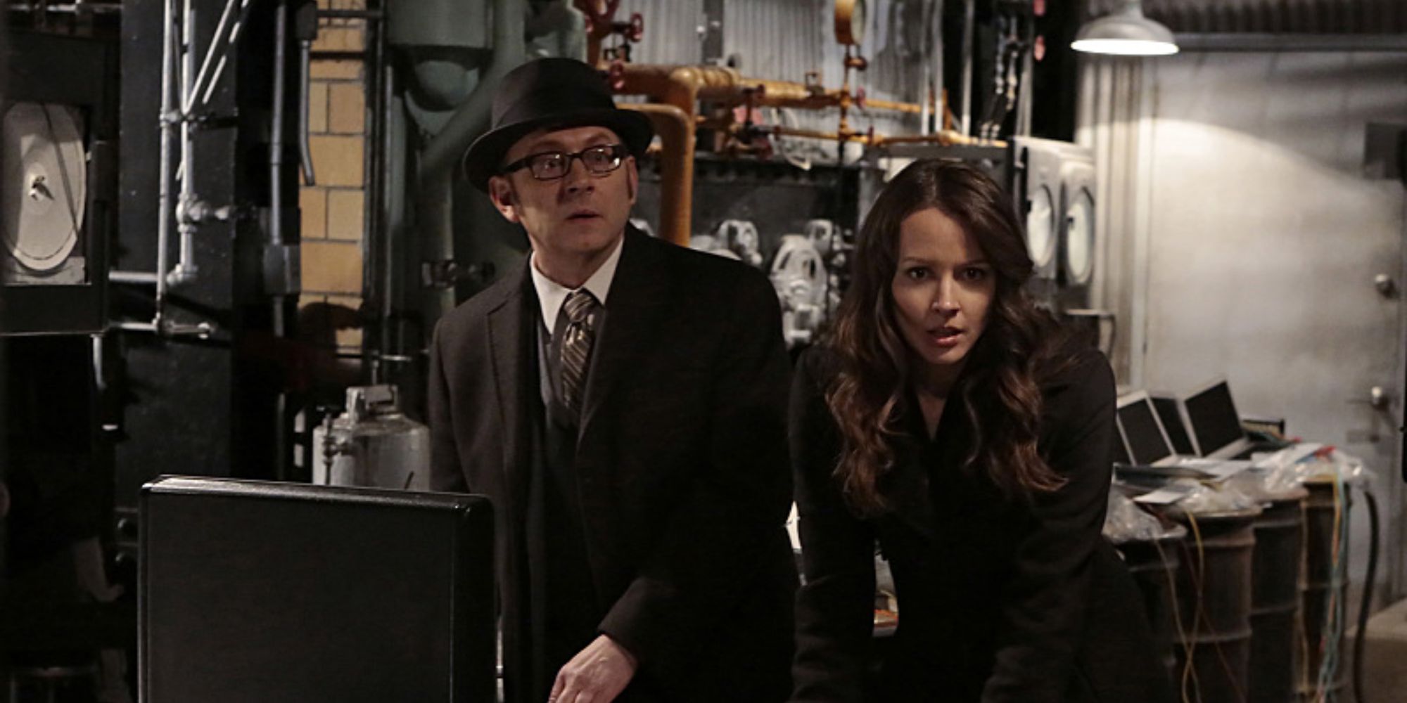 Michael Emerson and Amy Acker as Finch and Root in Person of Interest