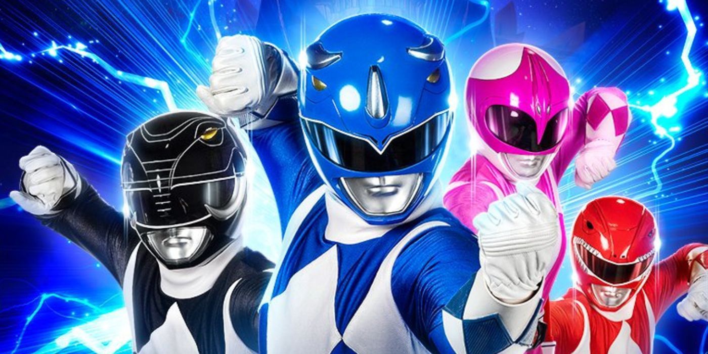 The Black, Blue, Pink, and Red Ranger in a poster for Mighty Morphin' Power Rangers Once & Always