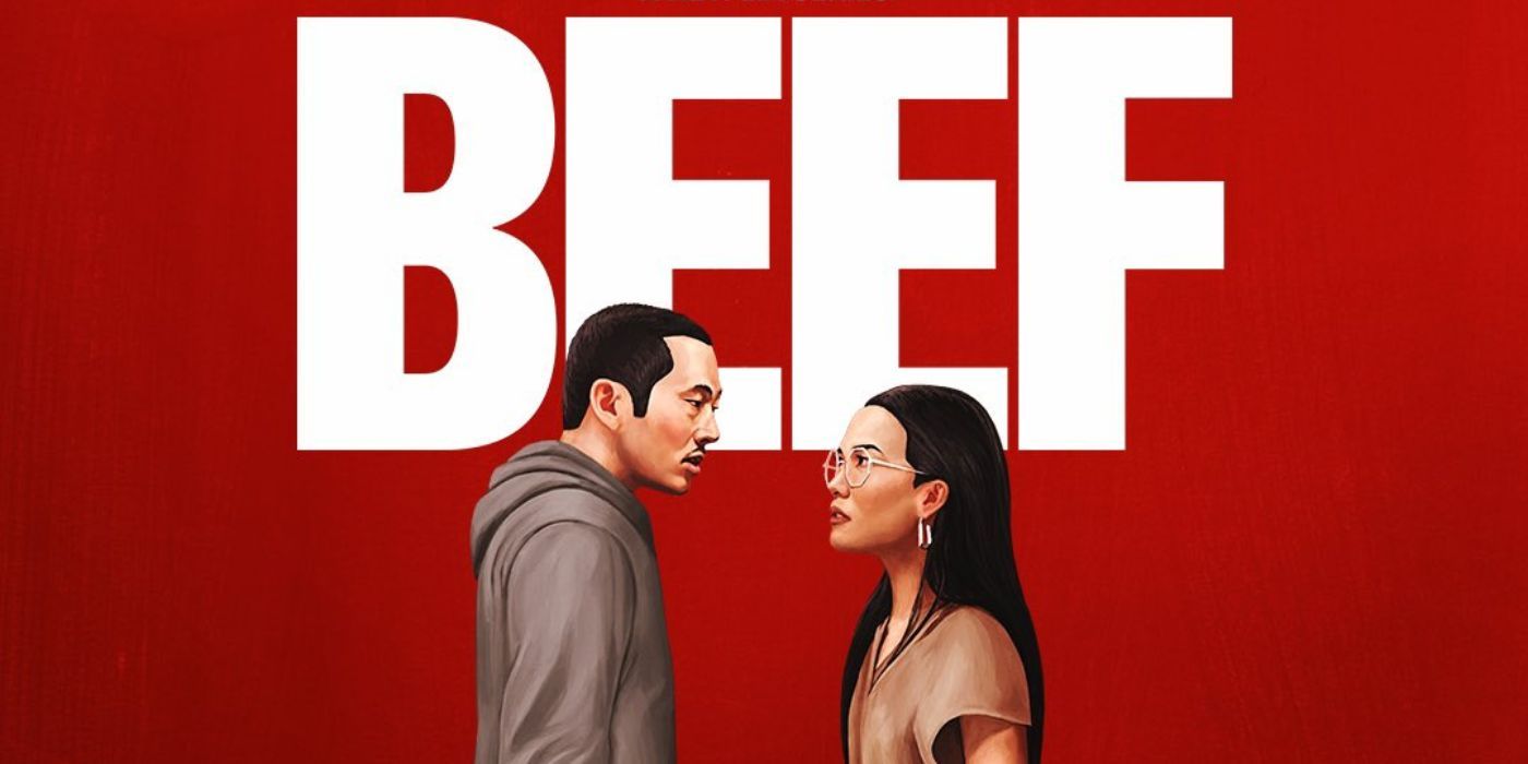 Steven Yeun et Ali Wong se regardent dans une affiche pour Beef