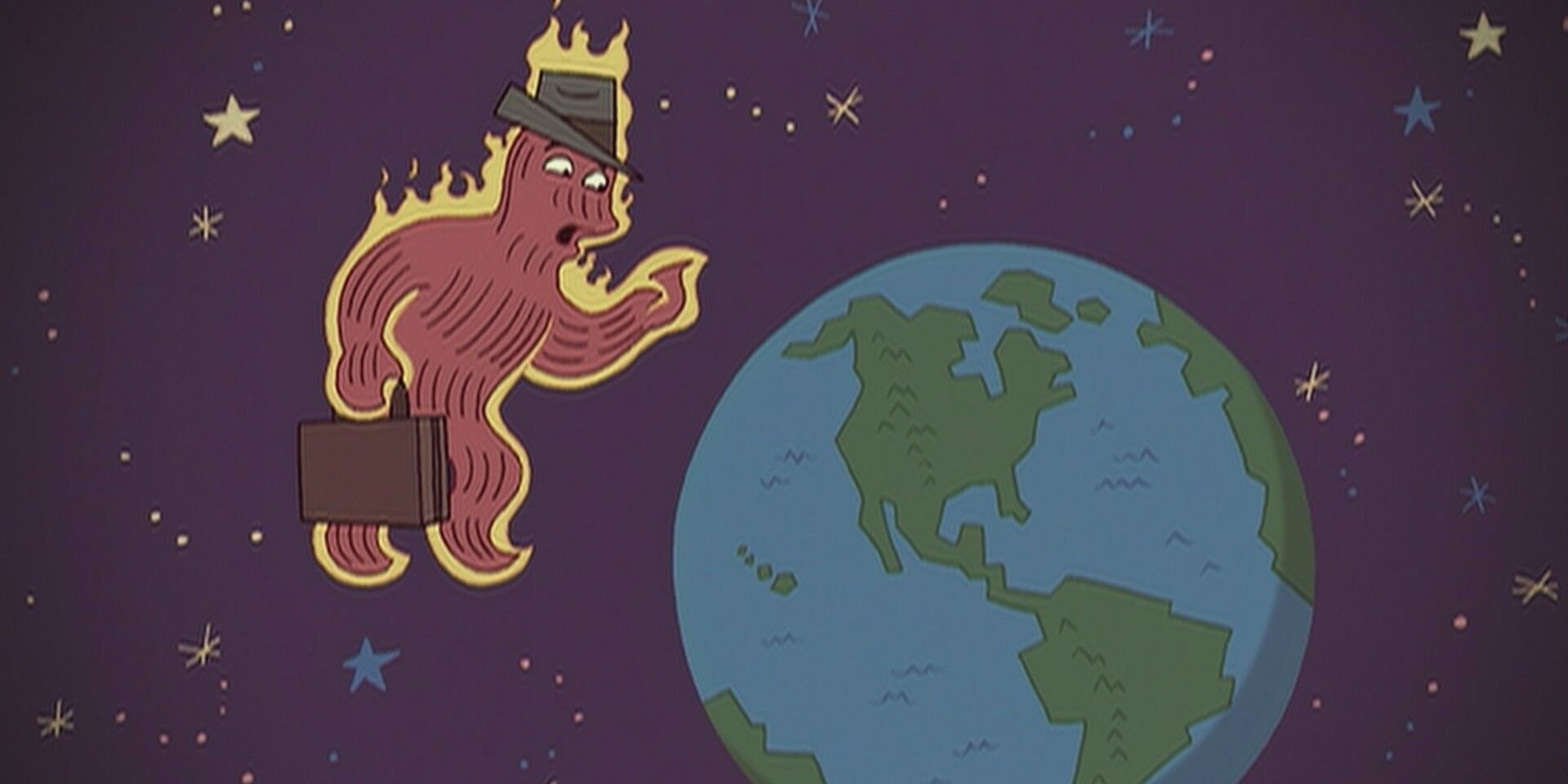 A still from the Futurama episode &ldquo;Crimes of the Hot&rdquo;, featuring an in-universe cartoon talking about the dangers of global warming.