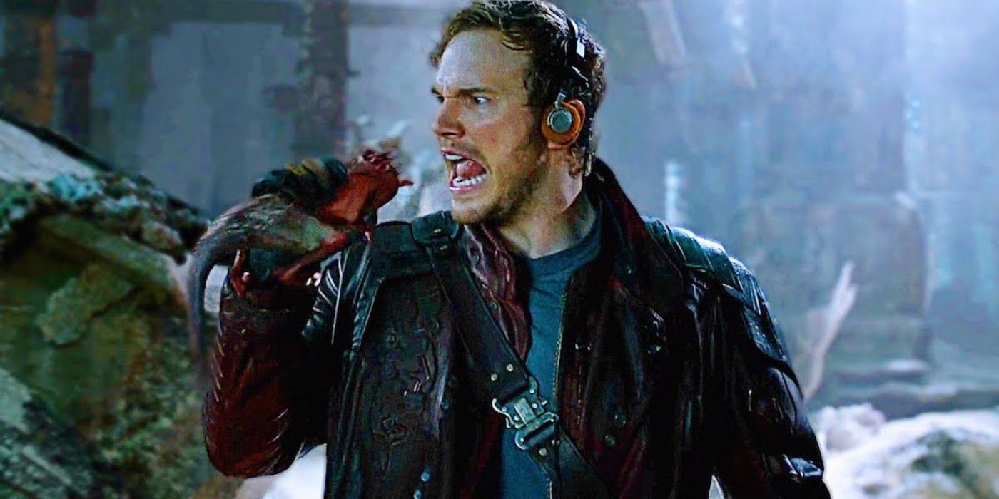 Peter Quill (Chris Pratt) dances his way through a hostile planet.