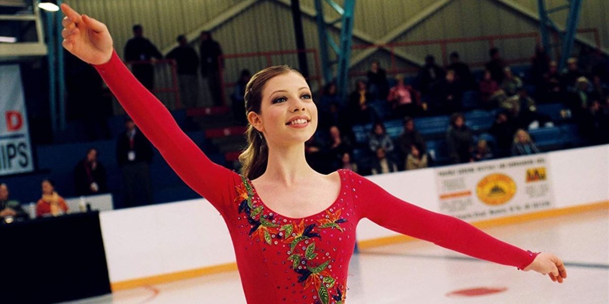 Michelle Trachtenberg posing on the ice-skating rink in Ice Princess (2005)