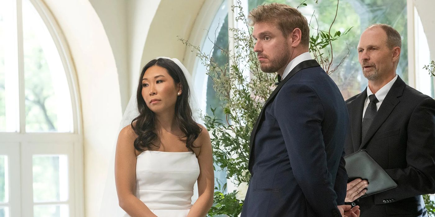 Natalie and Shayne at the altar, both looking sad on Love is Blind.