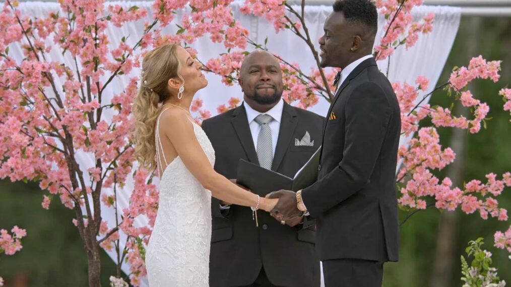 Chelsea Griffin and Kwame Appiah during their wedding on Love Is Blind Season 4. 