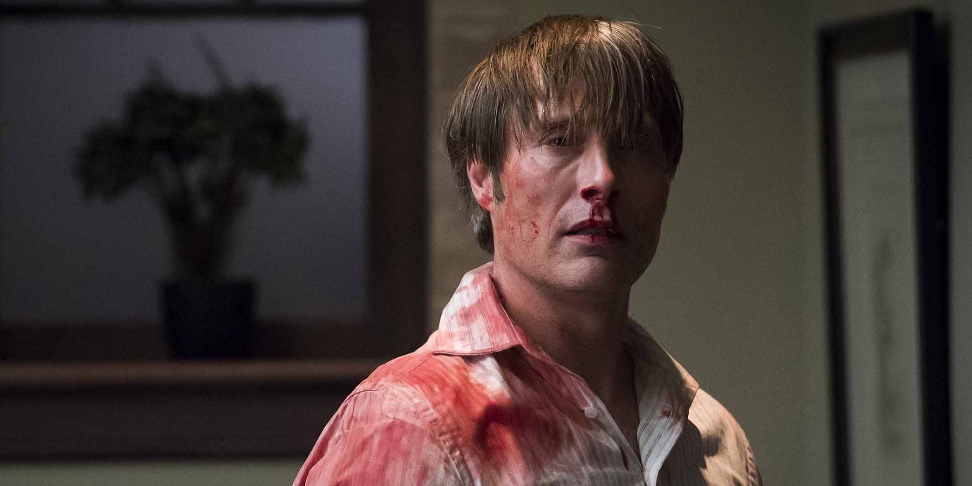 Mads Mikkelsen covered in blood in Hannibal.