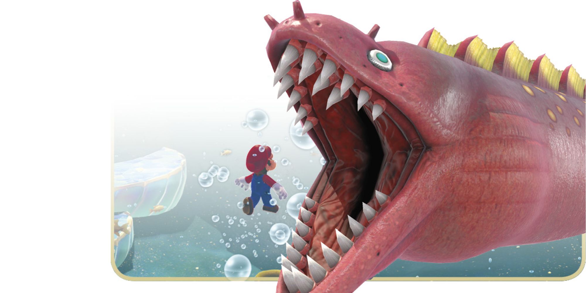 Mario est attaqué par un Maw-Ray dans un jeu vidéo Mario.
