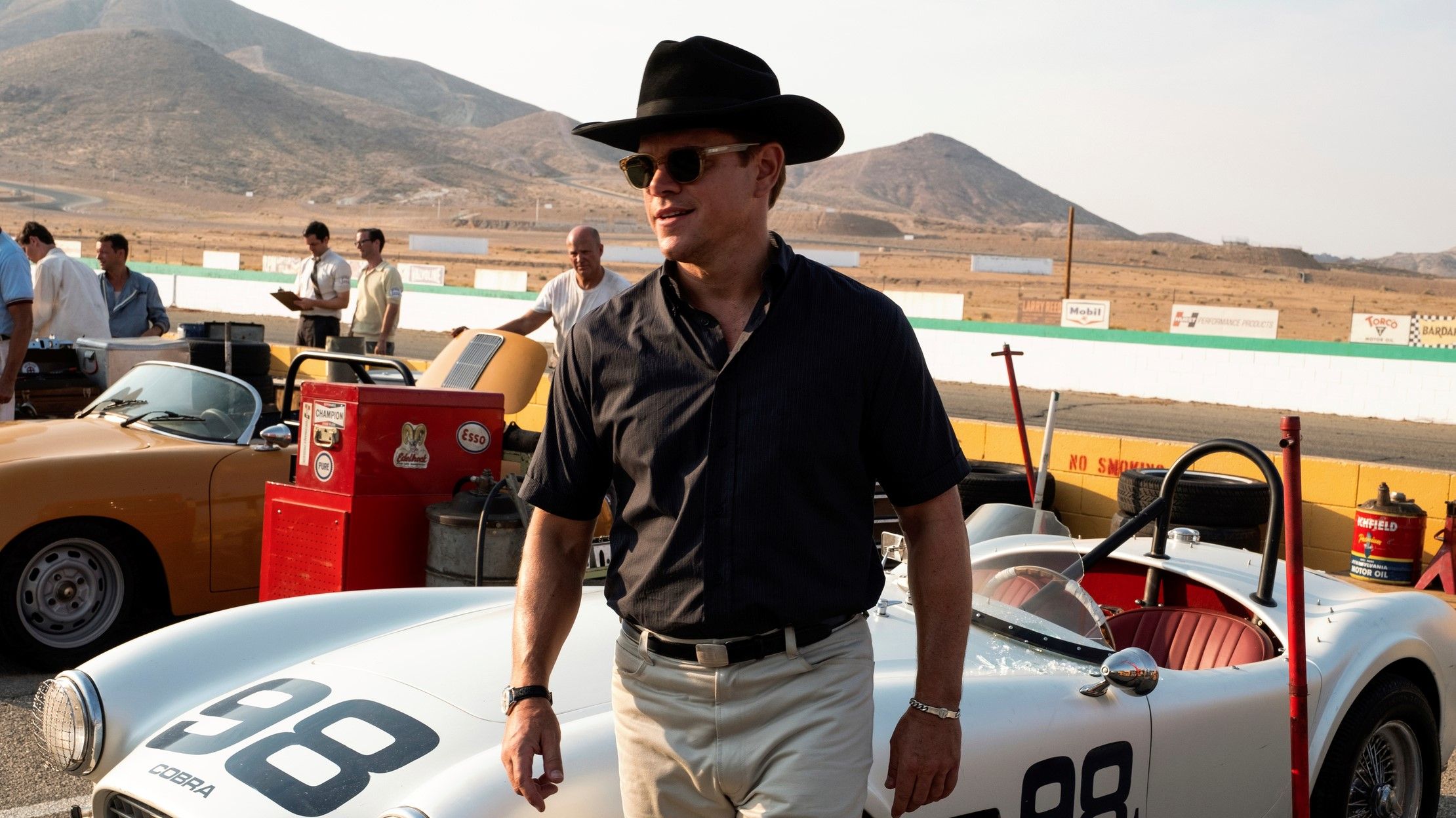 Matt Damon as Caroll Shelby in Ford vs. Ferrari. 