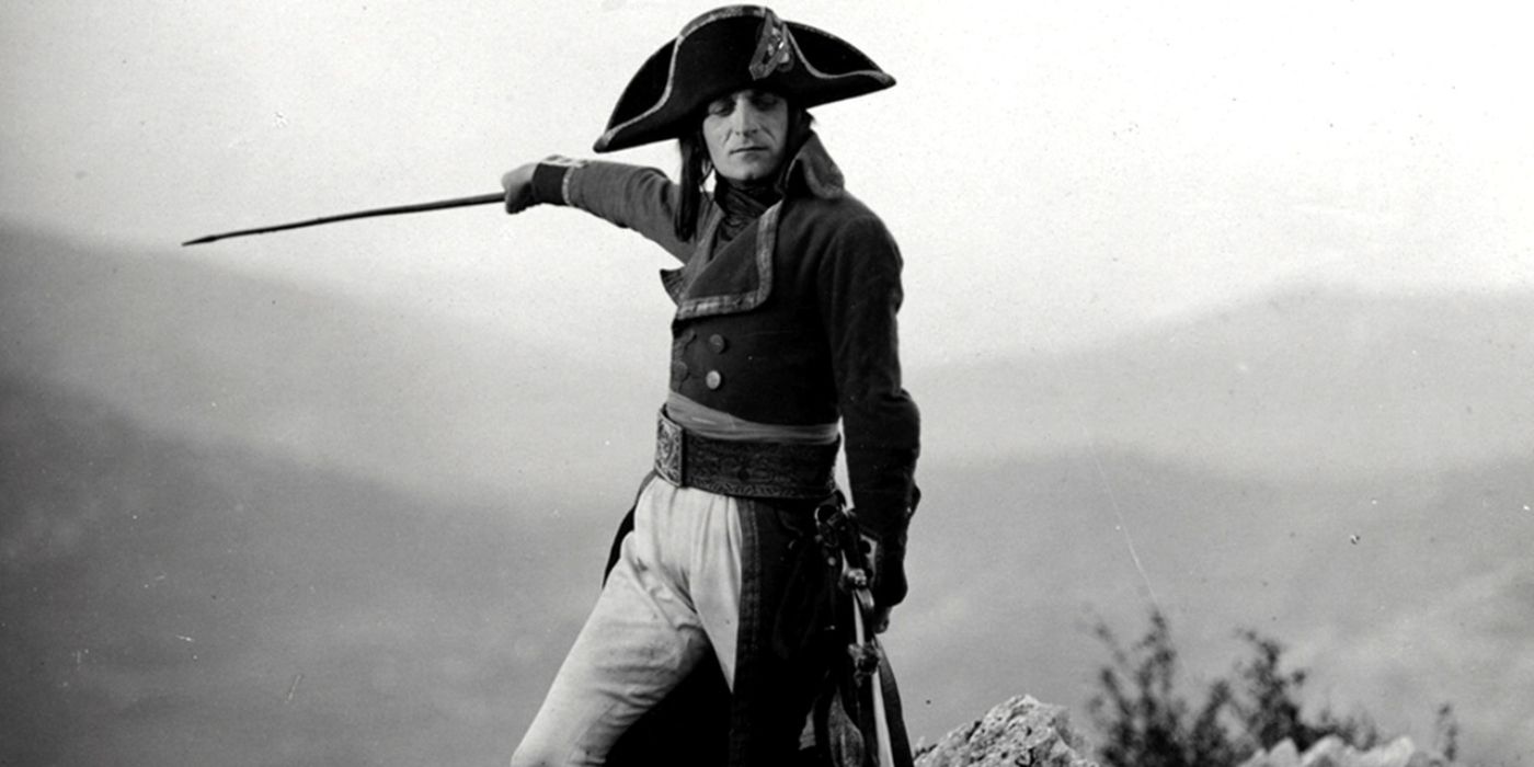 Napoleon (Albert Dieudonné) holding a sword in the 1927 Abel Gance film, Napoleon. 