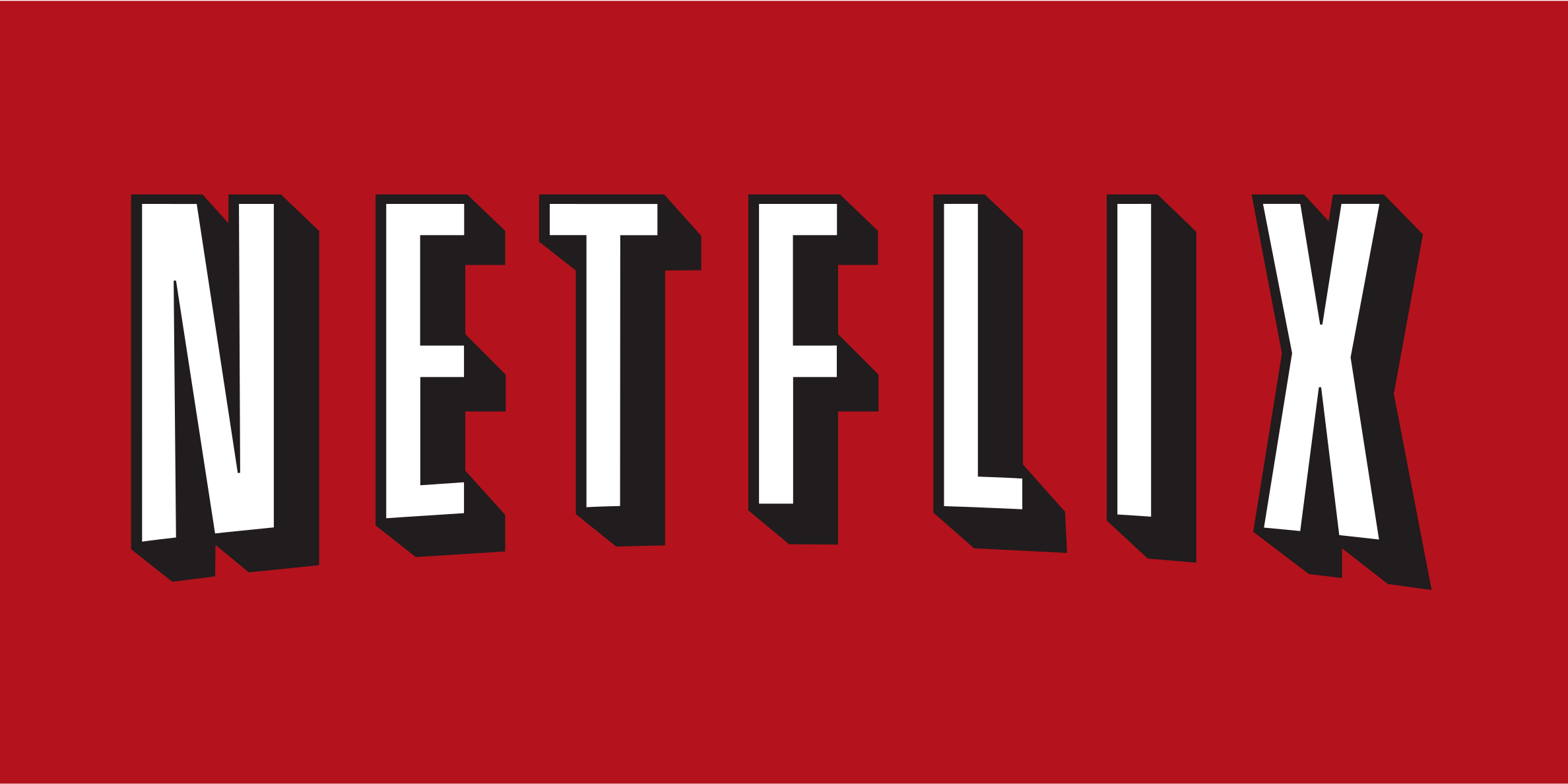 Logo Netflix en blanc sur fond rouge