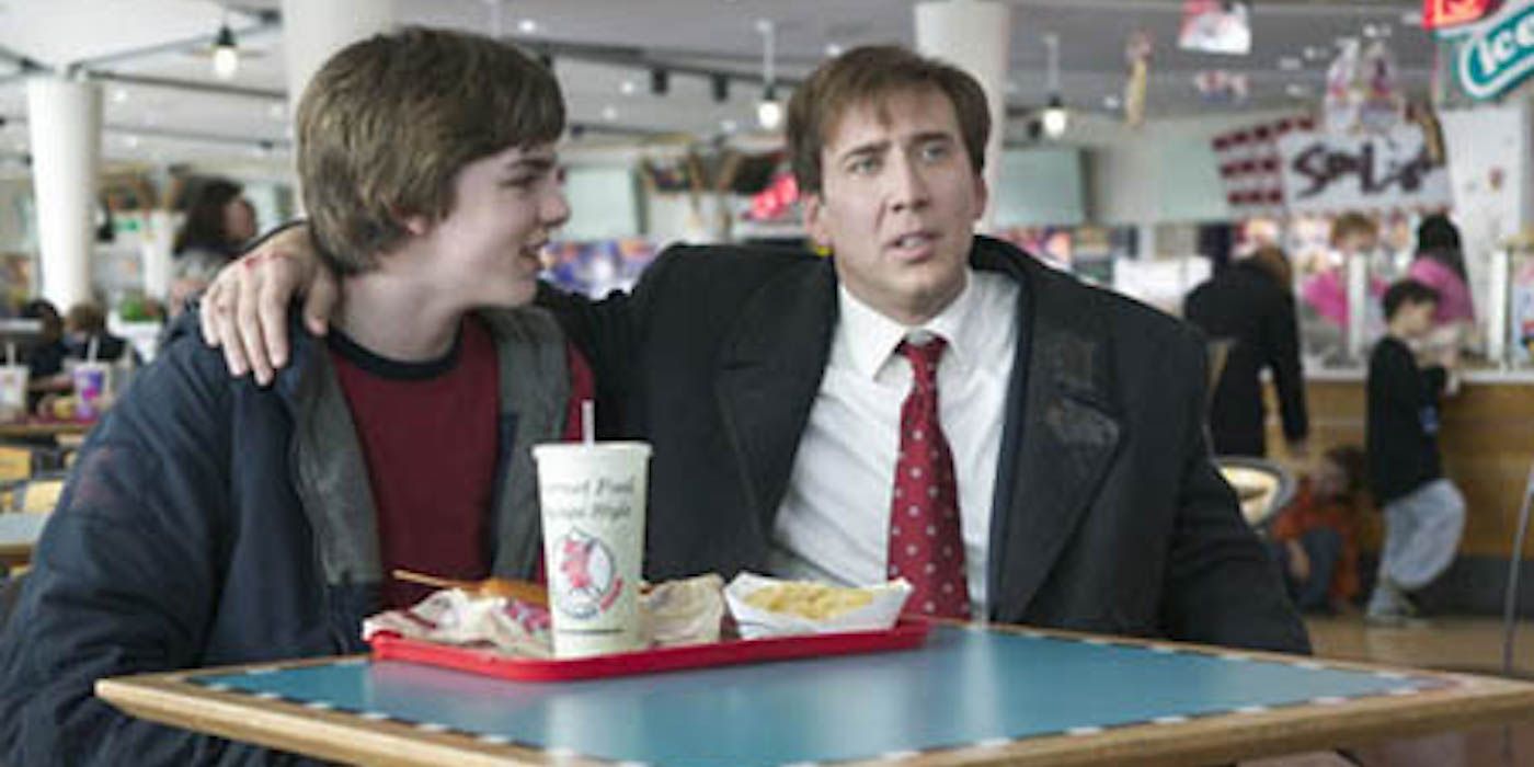 Nicolas Cage and Nicholas Hoult eating fast food in The Weather Man