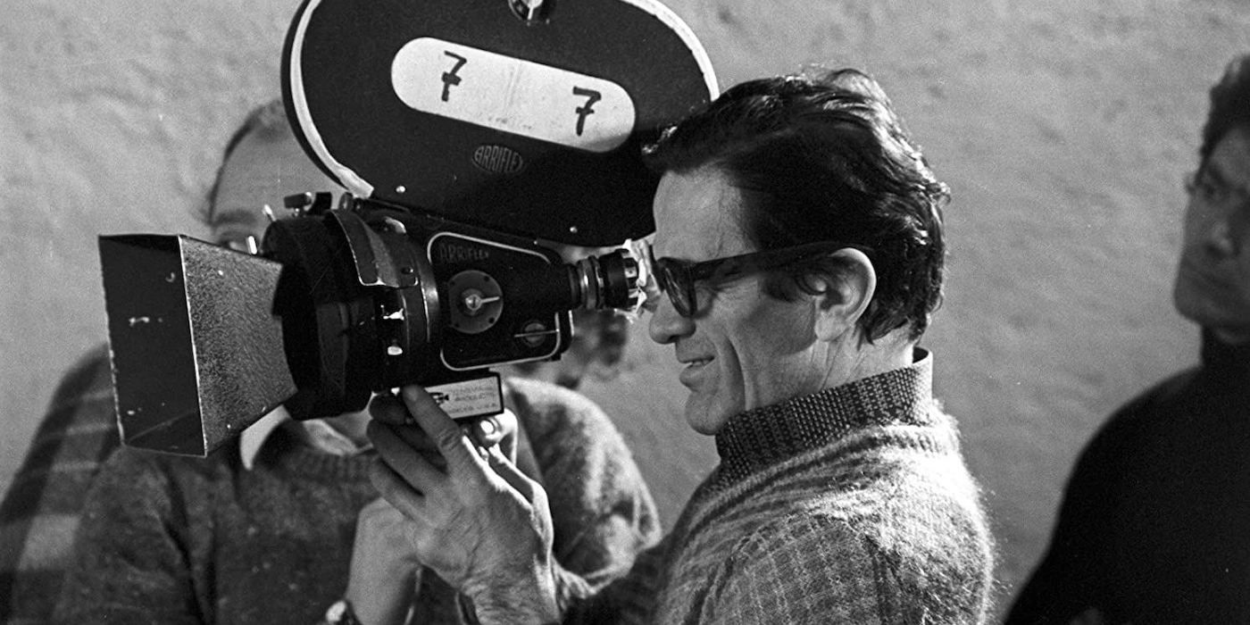 Pier Paolo Pasolini on the set of Salo or 120 Days of Sodom