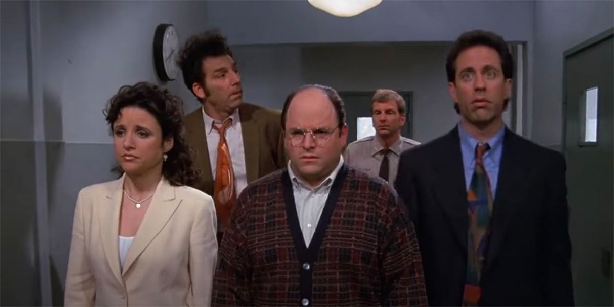 Jason Alexander, Jerry Seinfeld, Julia Louis-Dreyfus, Michael Richards in Seinfeld Finale