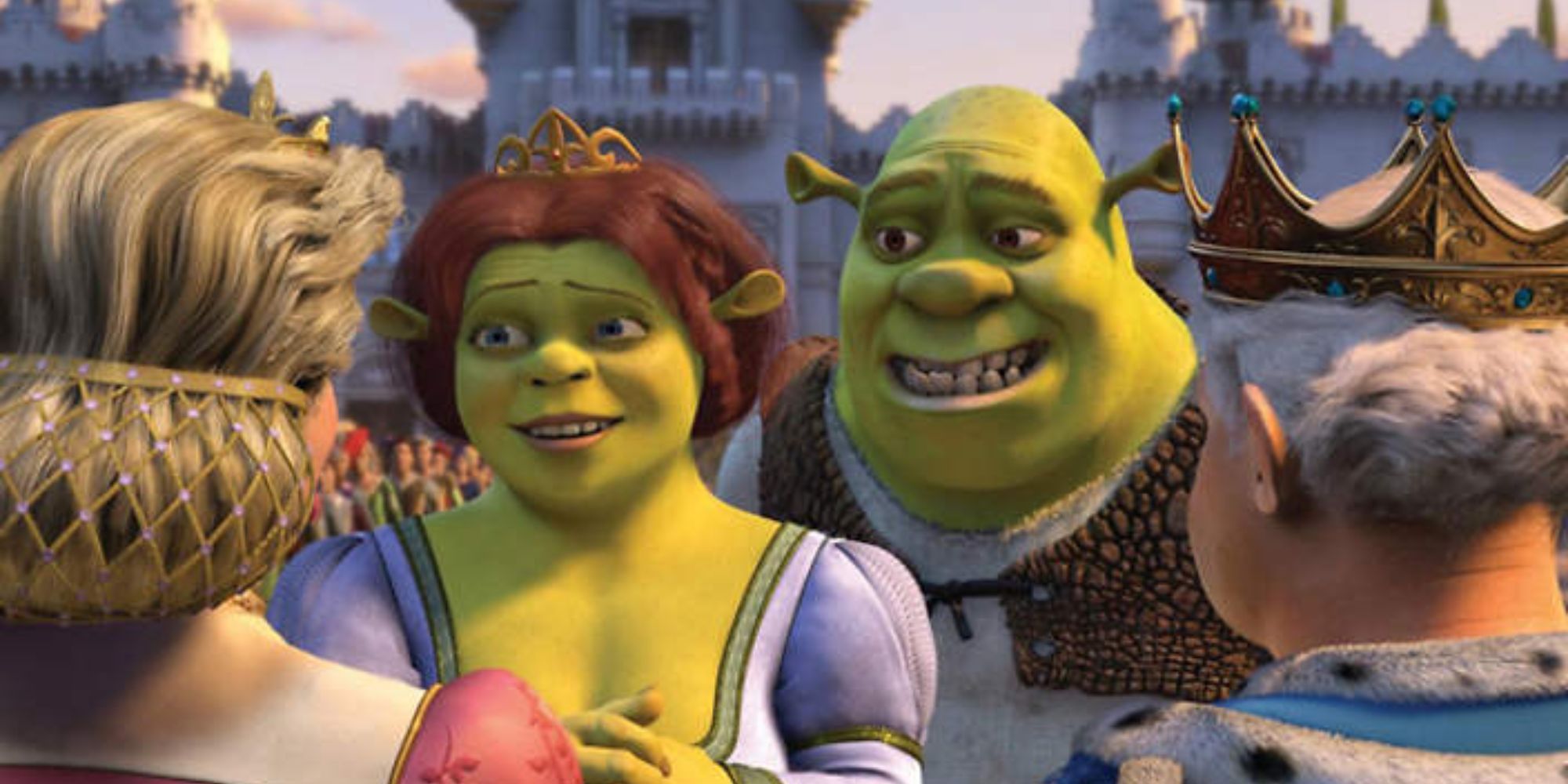 Shrek and Fiona meeting the King and Queen of Far Far Away