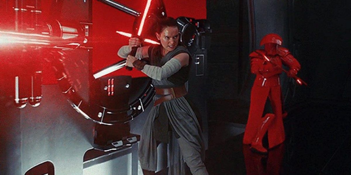 Daisy Ridley as Rey in Star Wars The Last Jedi Throne Room scene