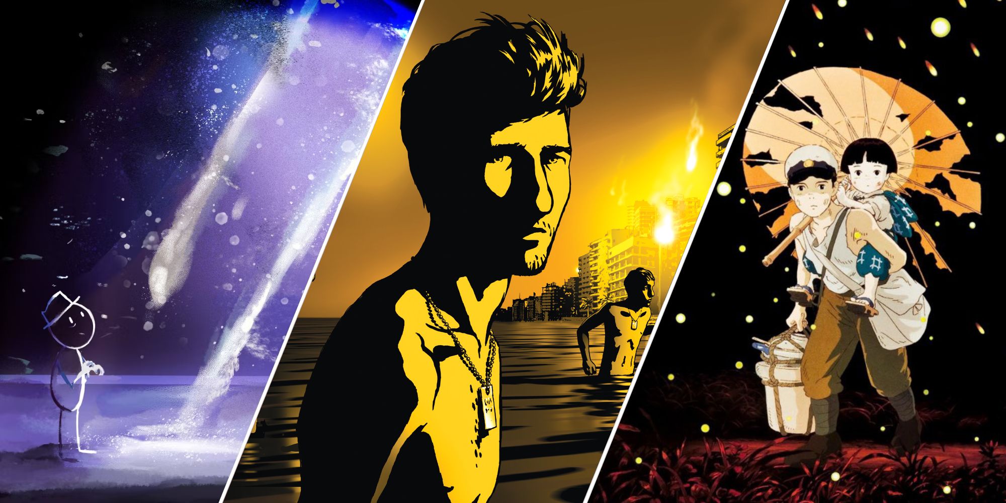 Stills from It's Such a Beautiful Day, Waltz With Bashir, and Grave of the Fireflies