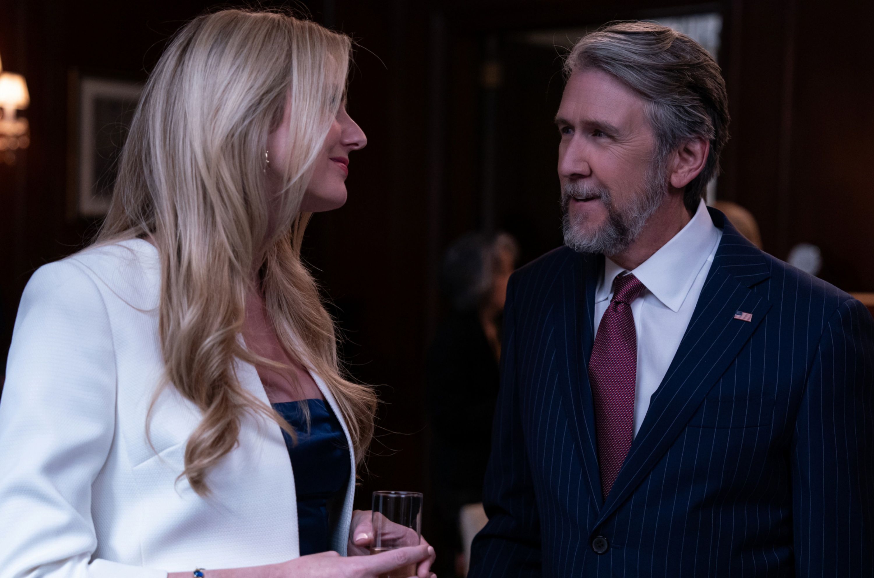 Alan Ruck as Connor Roy and Justine Lupe as Connor's fiance Willa in Season 4 of Succession