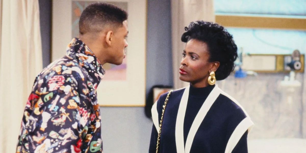 Will Smith and Janet Hubert as the original Aunt Viv in The Fresh Prince of Bel-Air