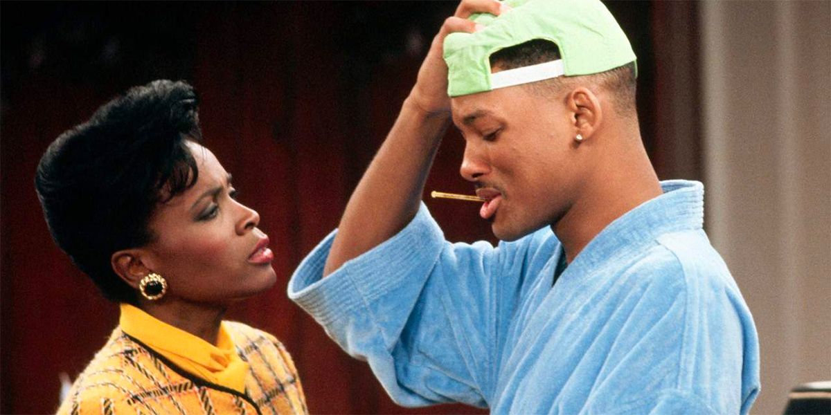 Will Smith and Janet Hubert as the original Aunt Viv in The Fresh Prince of Bel-Air