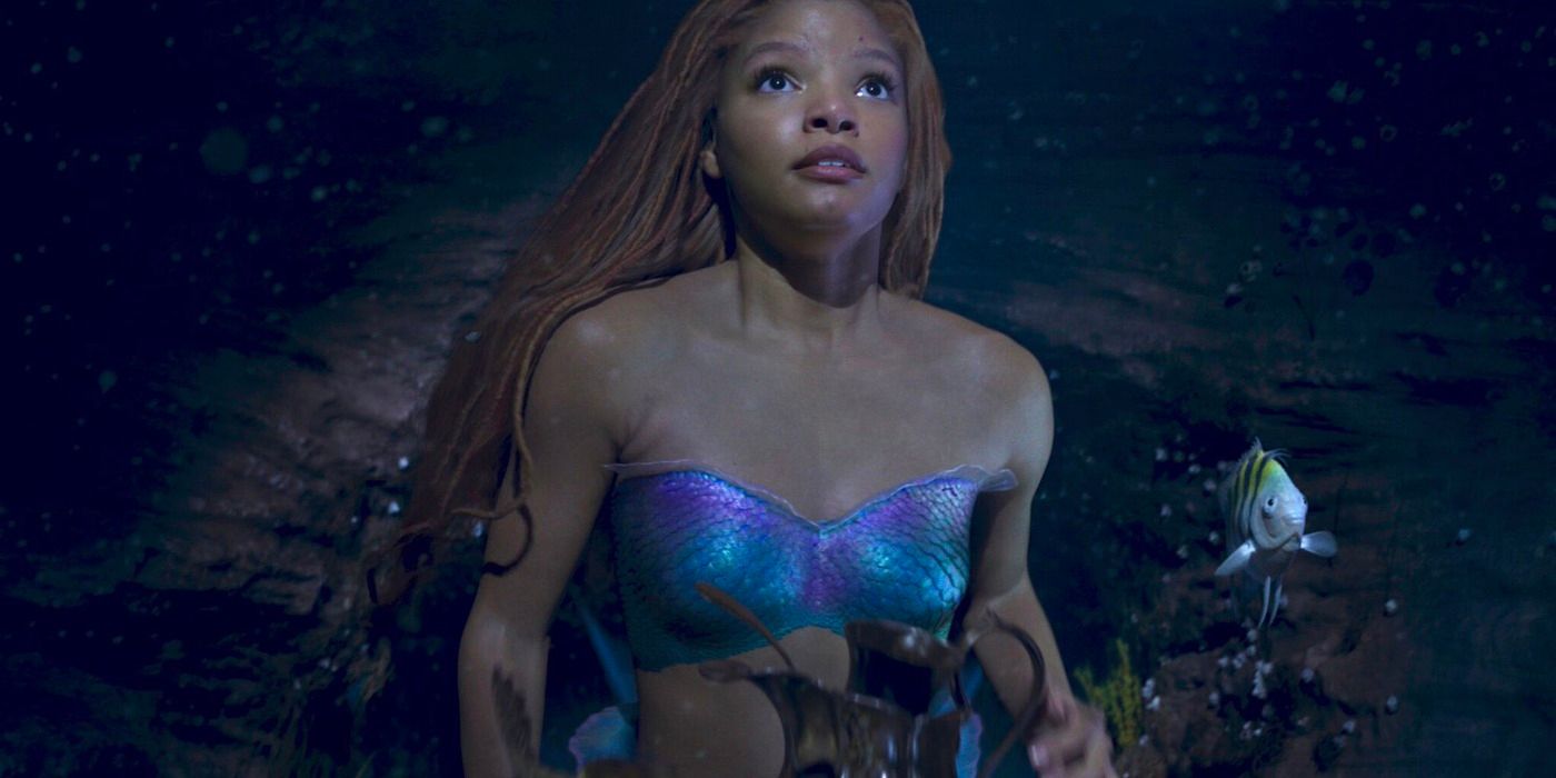 Halle Bailey as Ariel and Jacob Tremblay as Flounder in 'The Little Mermaid' 2023