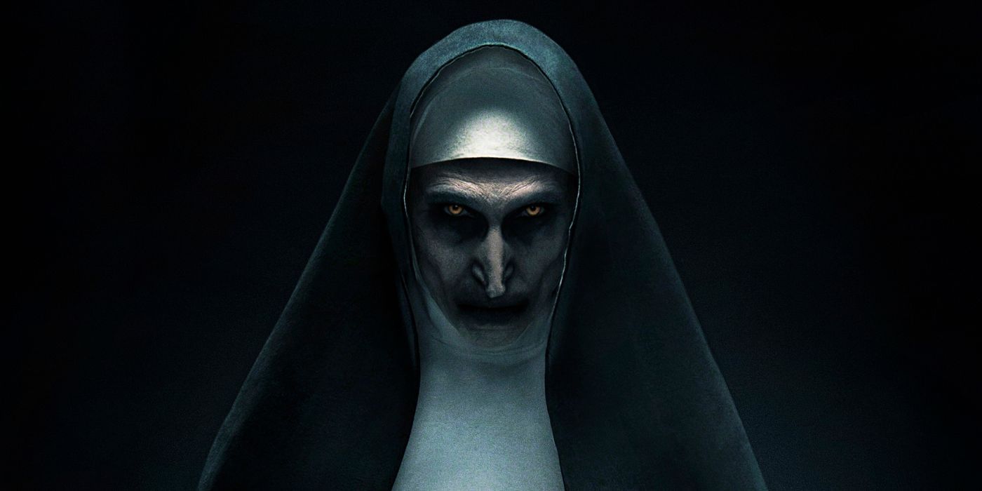 Bonnie Aarons as The Nun in a promotional still for the 2018 film