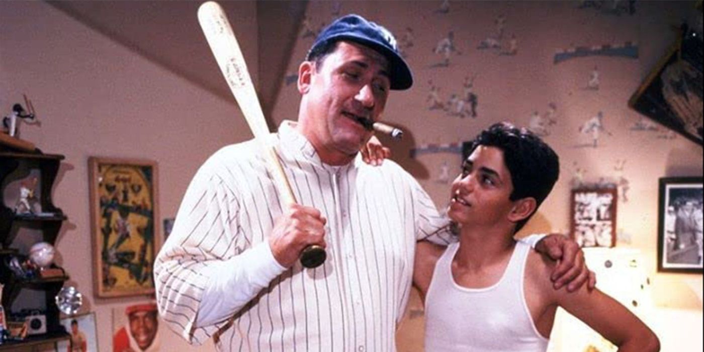 Babe Ruth, played by Art LaFleur, with his arm around Benny, played by Mike Vitar in The Sandlot