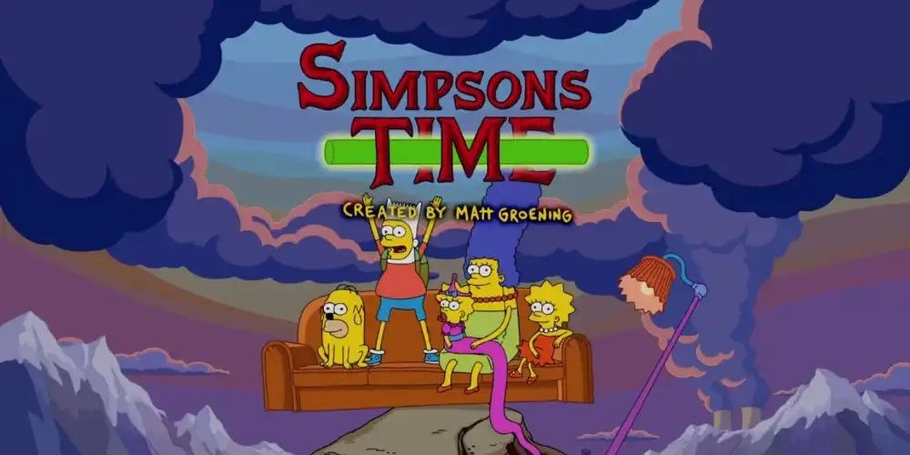 The Simpsons family paying homage to Adventure Time with their couch gag.