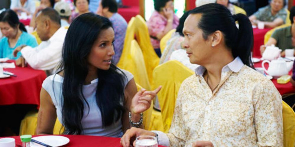 Padma Lakshmi talks with Top Chef Master Susur Lee.