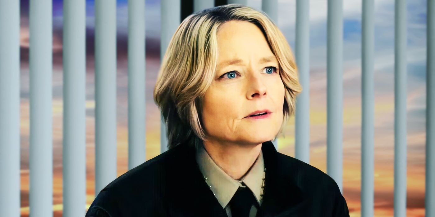 Jodie Foster in True Detective Night Country with a stylized background
