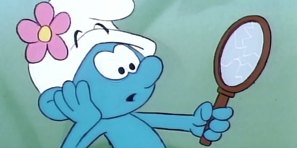 Vanity Smurf is devastated to see his mirror is cracked