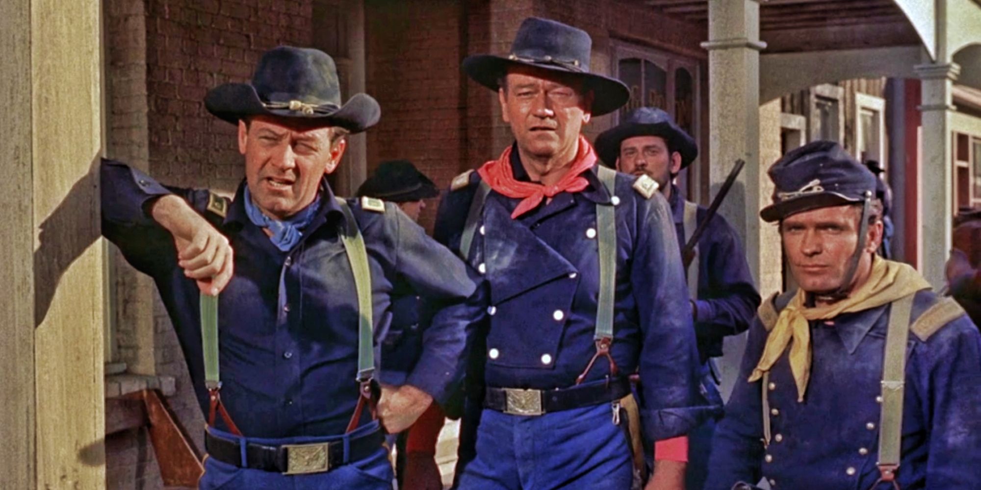John Wayne, William Holden, and William Leslie in 1959's The Horse Soldiers