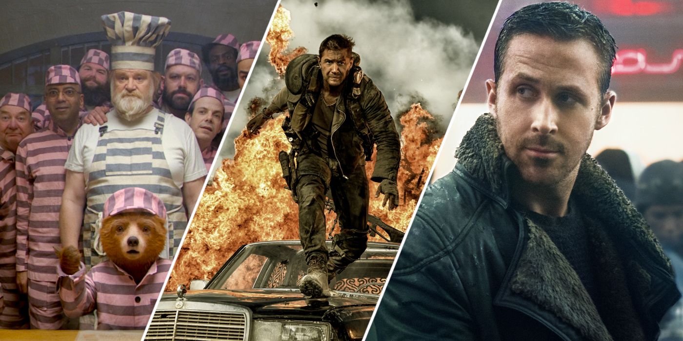 Brendan Gleeson in 'Paddington 2', Tom Hardy in 'Mad Max: Fury Road', and Ryan Gosling in 'Blade Runner 2049'