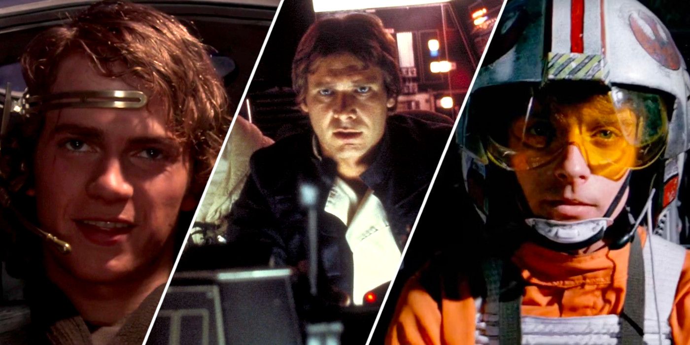 Anakin, Han Solo, and Luke Skywalker in Star Wars