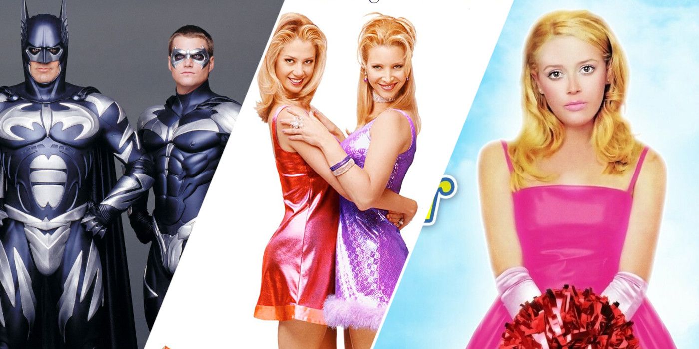 Split iamge showing characters from Batman & Robin, Romy and Michele, and But I'm a Cheerleader