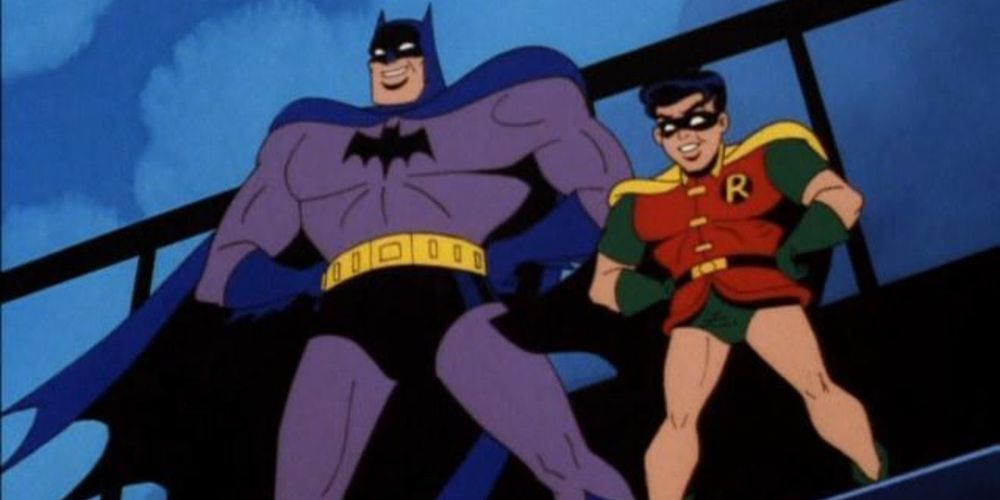 Batman and Robin done in homage to the artwork from the 1950s from the episode Legends of the Dark Knight