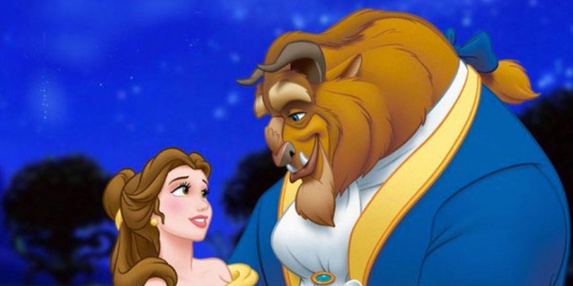 Belle and the Beast embrace