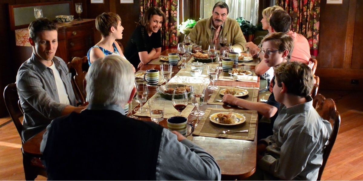 The Reagan family having dinner on 'Blue Bloods.'
