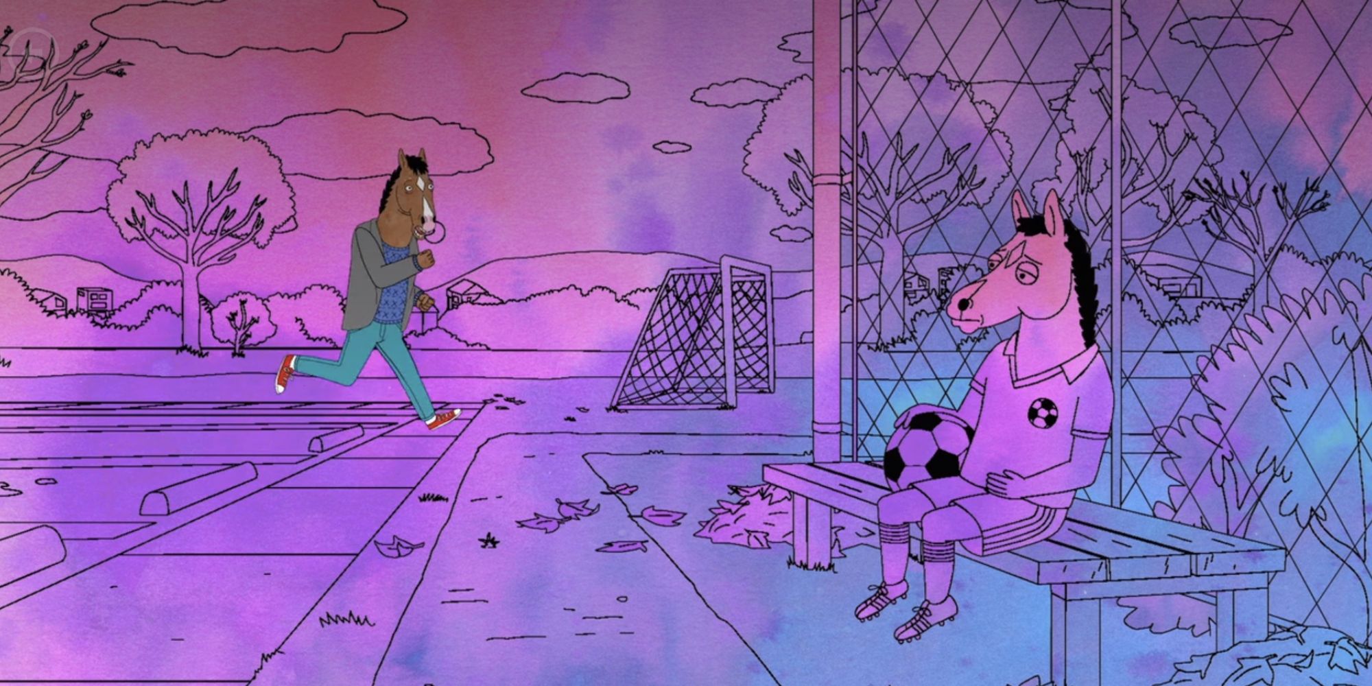 BoJack running in Downer Ending from BoJack Horseman