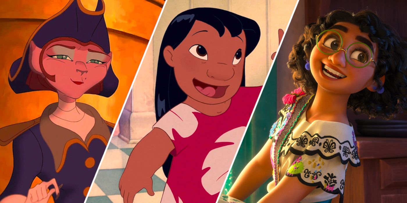 Captain Amelia from Treasure Planet, Lilo Pelekai from Lilo and Stitch, and Mirabel Madrigal from Encanto
