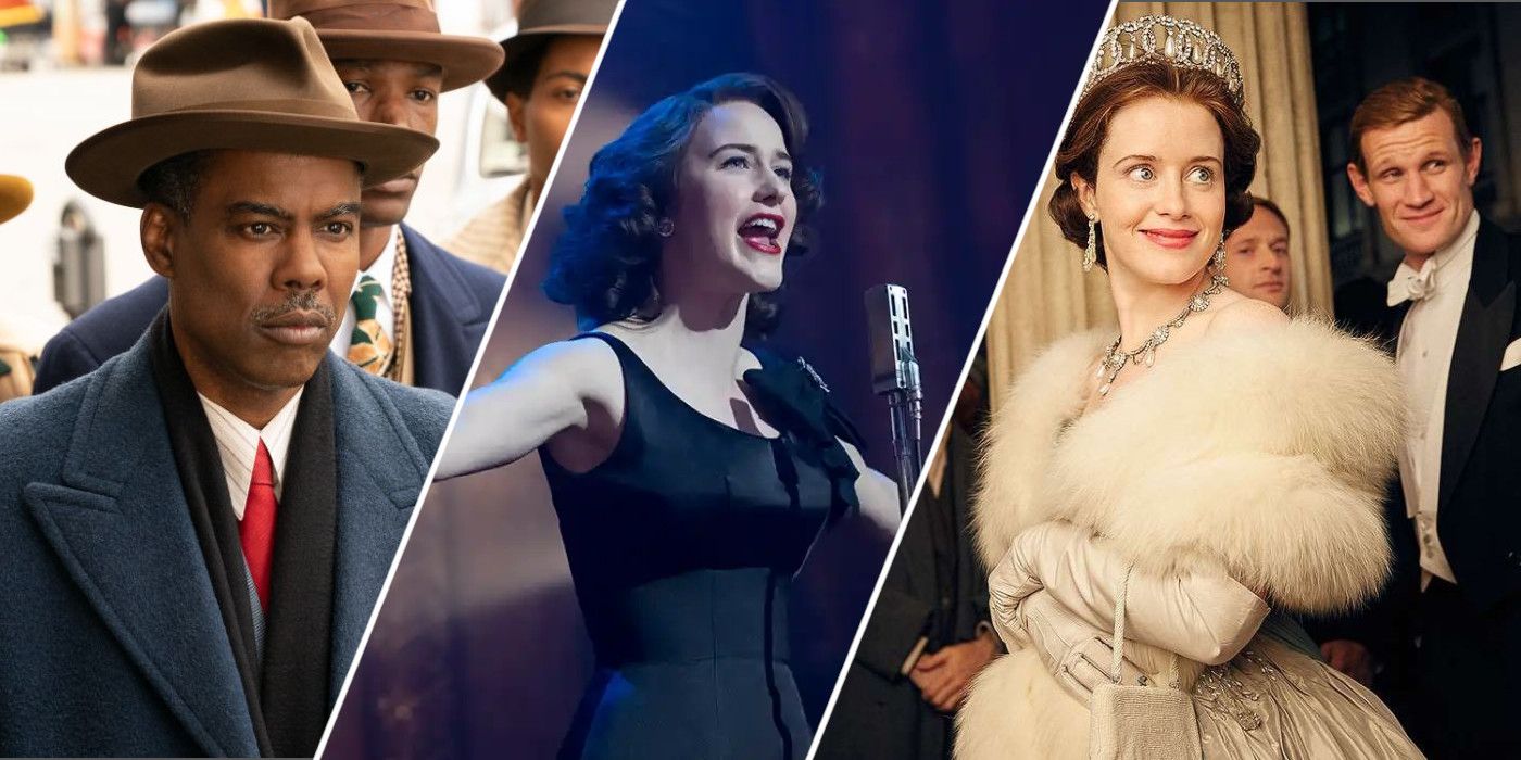 Characters from Fargo, The Marvelous Mrs. Maisel, and The Crown