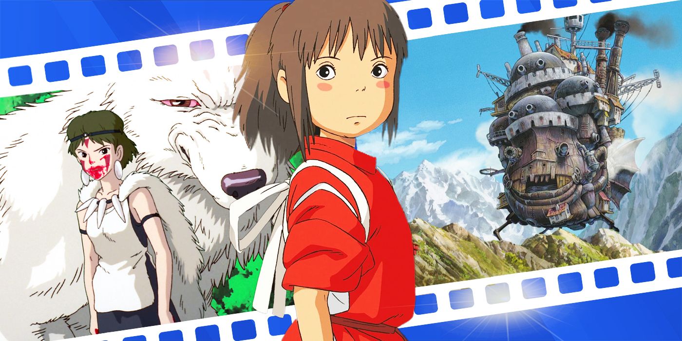 Characters from Princess Mononoke, Spirited Away, and Howl's Moving Castle