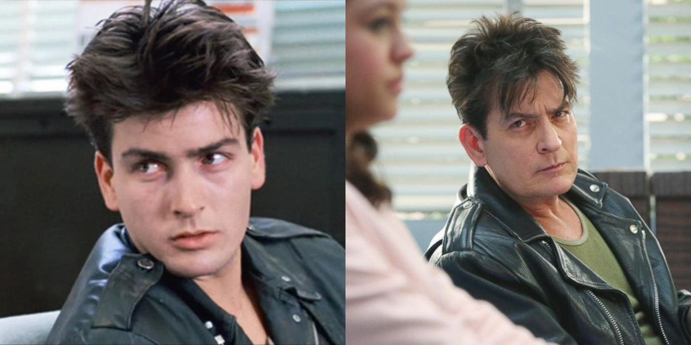 Charlie Sheen then and now