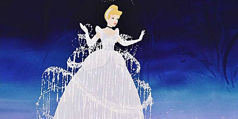 Cinderella being surrounded by magic beams in Cinderella
