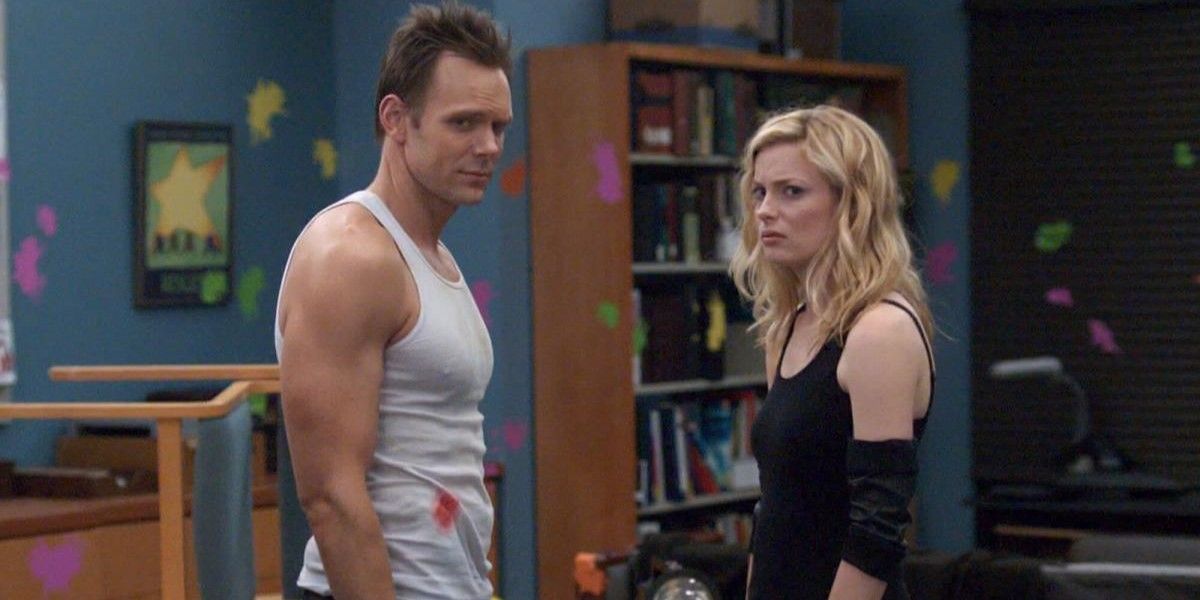 Joel McHale and Gillian Jacobs as Jeff and Britta in Community.