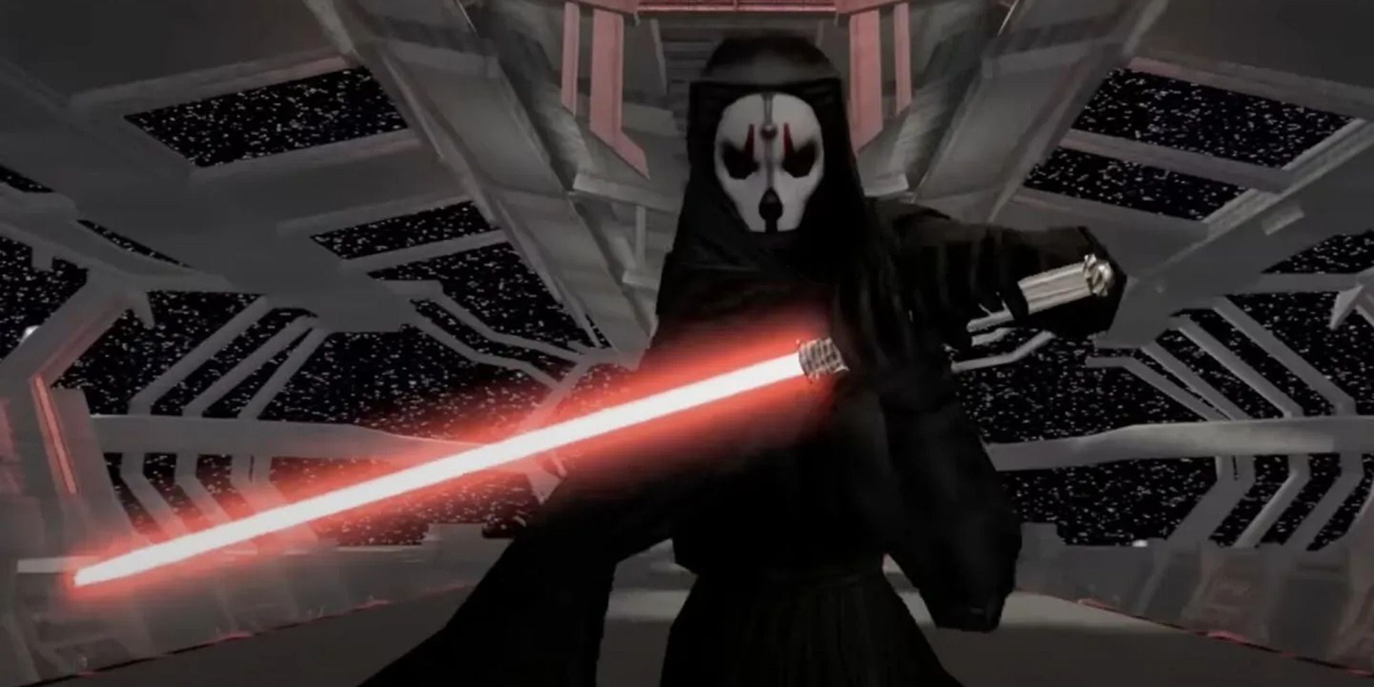 Darth Nihilus wielding red lightsaber in 'Knights of the Old Republic II: The Sith Lords'