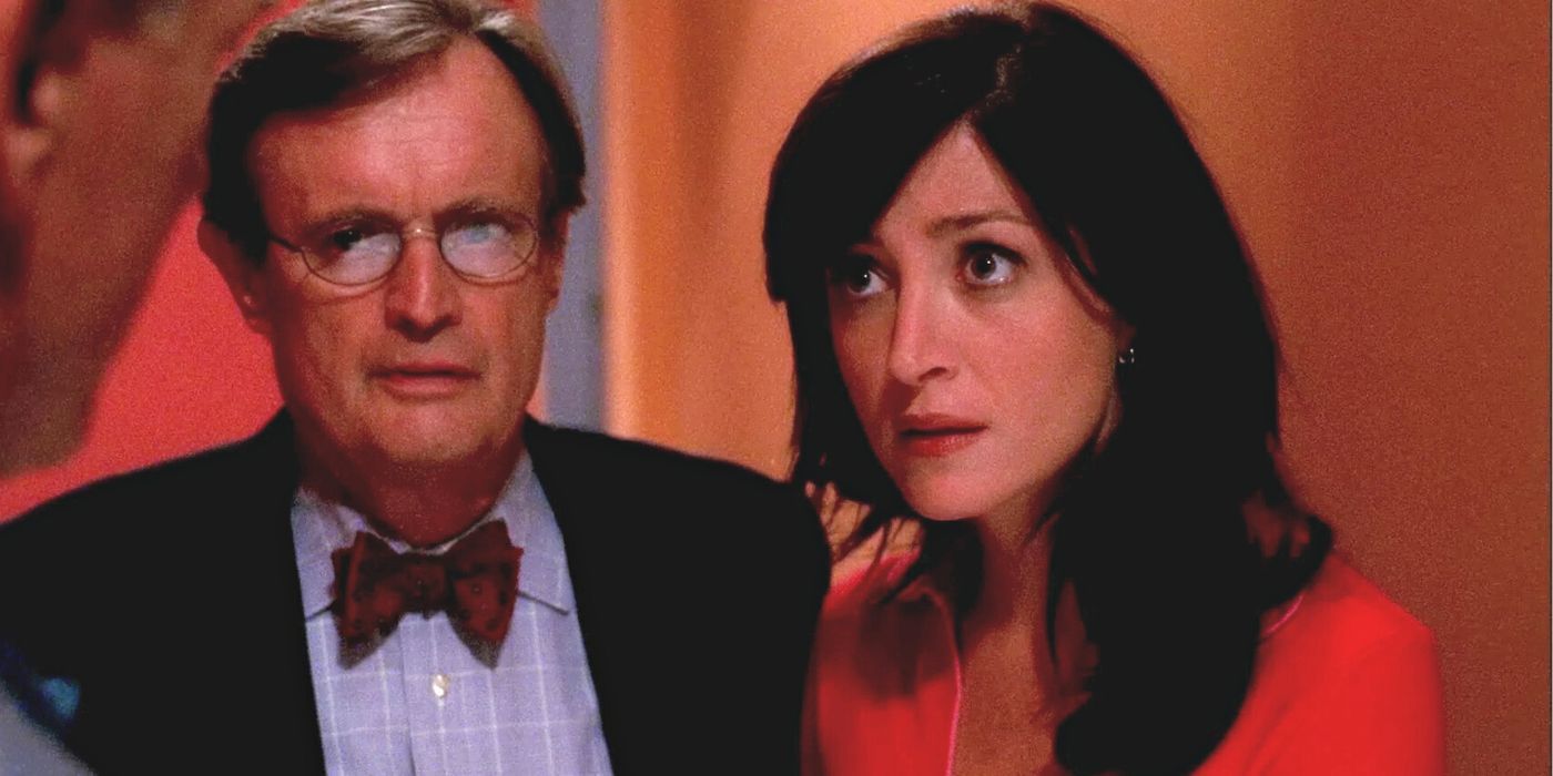 David McCallum standing next to Sasha Alexander in NCIS