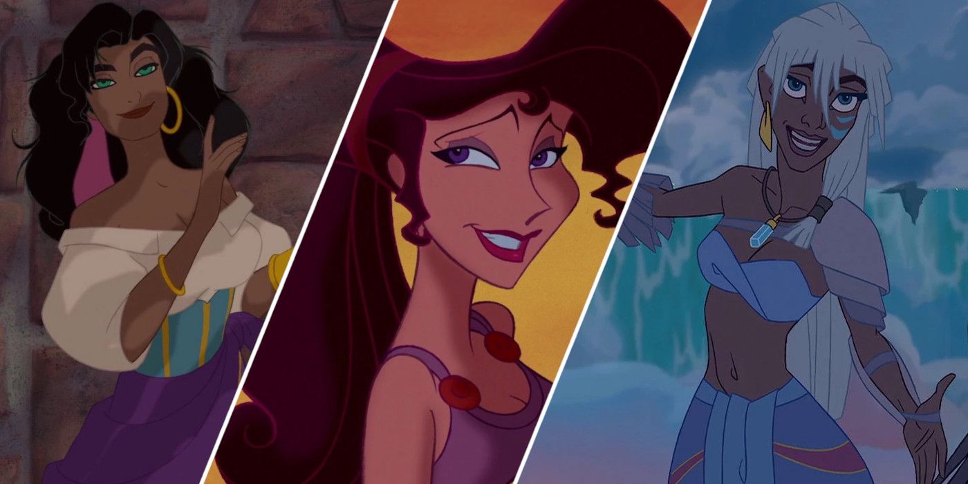 Esmeralda from The Hunchback of Notre Dame, Megara from Hercules, and Kida from Atlantis The Lost Empire