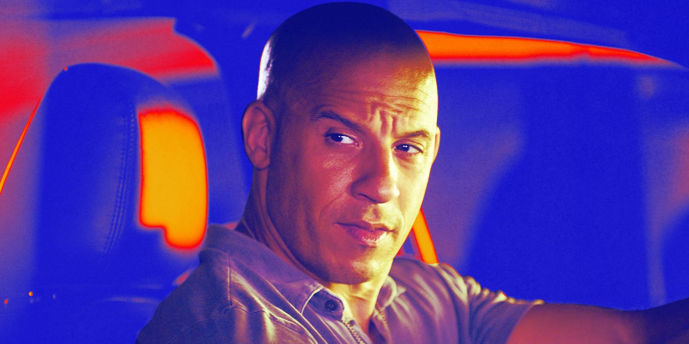 Custom image of Vin Diesel as Dominic Toretto from Fast & Furious against a neon blue and orange background