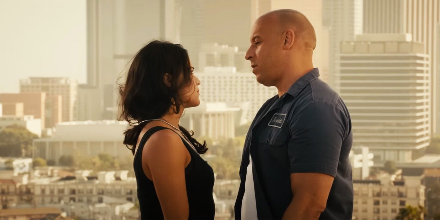Michelle Rodriguez and Vin Diesel stand face to face in Fast X.